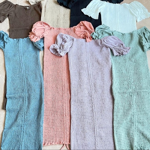 (NWT) Smocked Ruched Dress (Midi or Mini) - White - Picture 5 of 5